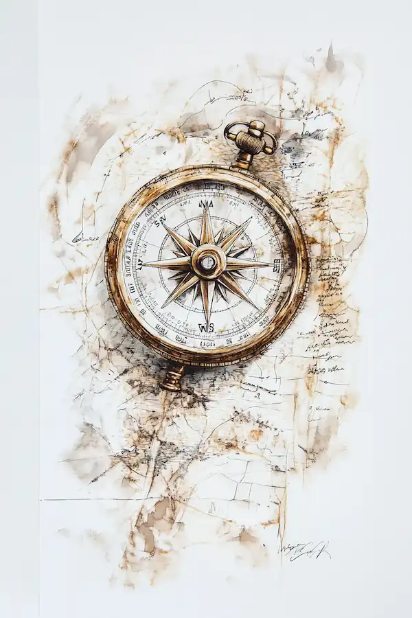 Compass representing inner alignment with core values and needs