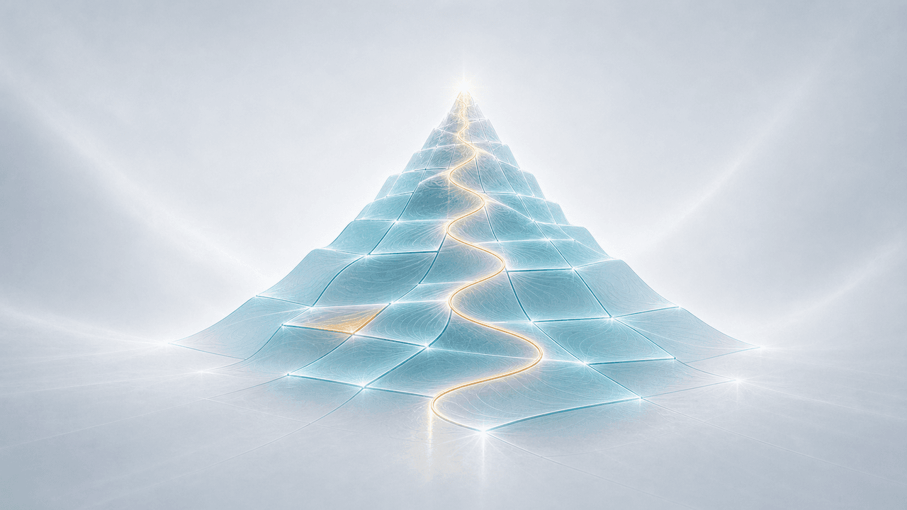 Adaptive landscape illustration for Mount Fuji Landscapes: Independent Parts Make One Smooth Climb.
