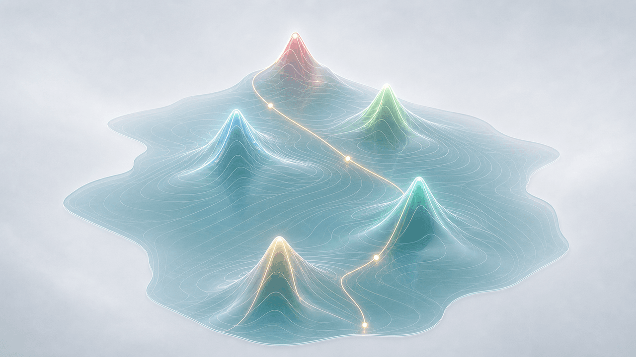 Adaptive landscape illustration for Pareto Landscapes: Multiple Objectives Create a Frontier.