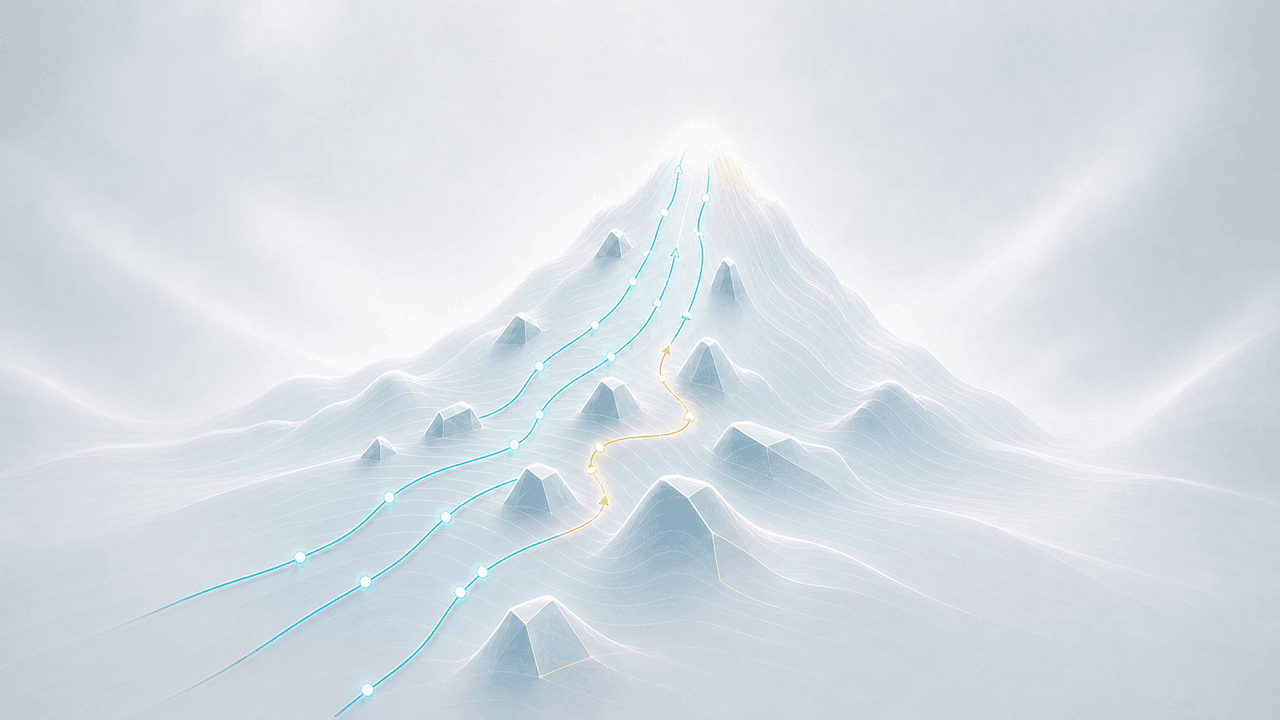 Adaptive landscape illustration for Rough Mount Fuji Landscapes: A Smooth Trend Plus Local Roughness.