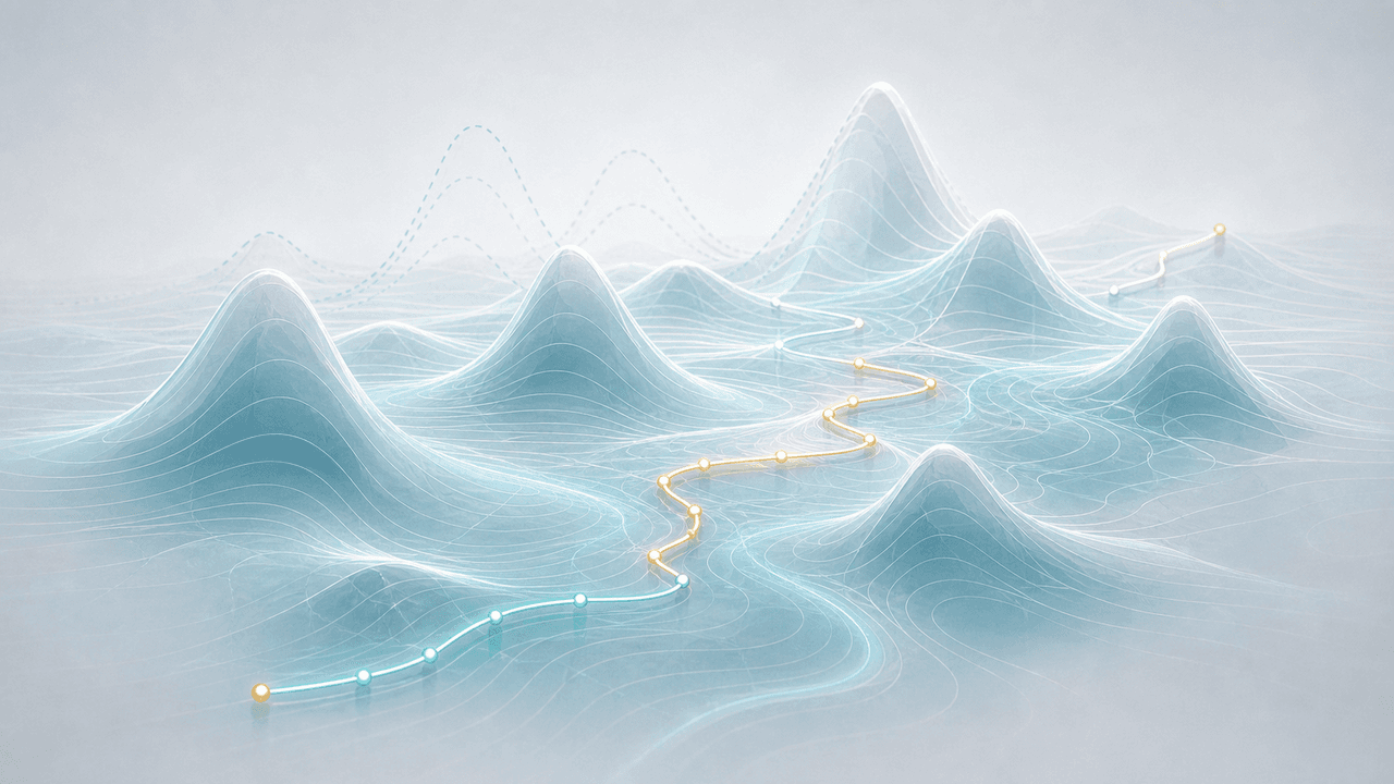 Adaptive landscape illustration for Fitness Seascapes: Fitness Landscapes Move Over Time.