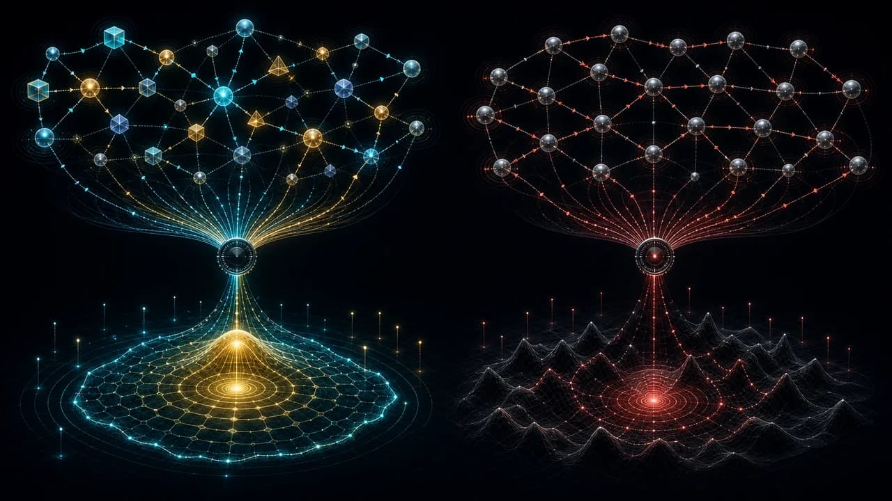 Distributed agents pool diverse signals into a solution field beside a correlated-error cluster.